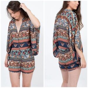 Olivaceous Floral Button Up Romper